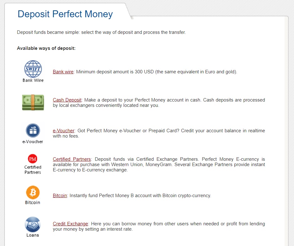 Perfect Money Deposit